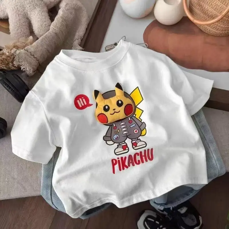 Pure Cotton Pikachu Cartoon T-Shirt for Boys - Image 2