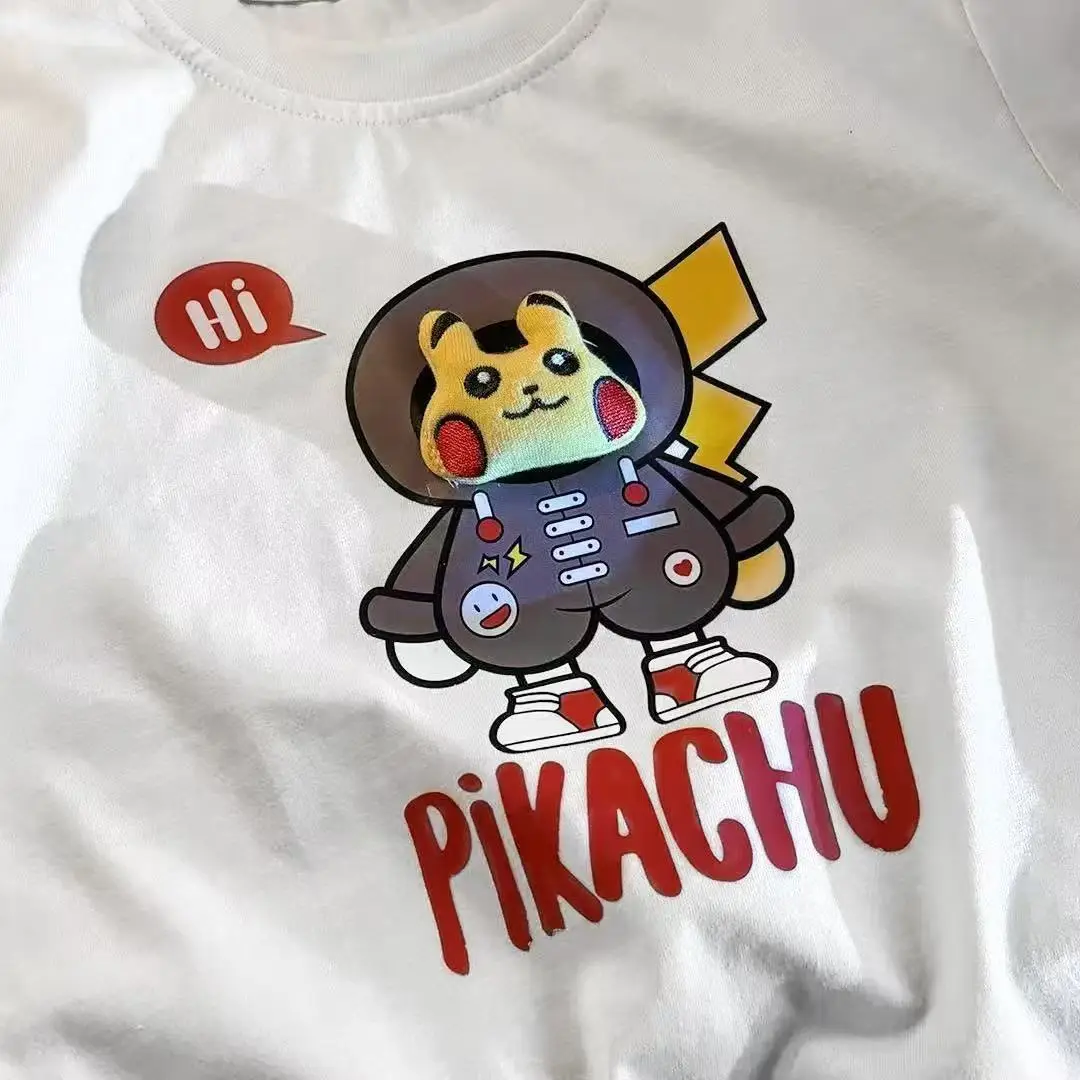 Pure Cotton Pikachu Cartoon T-Shirt for Boys - Image 3