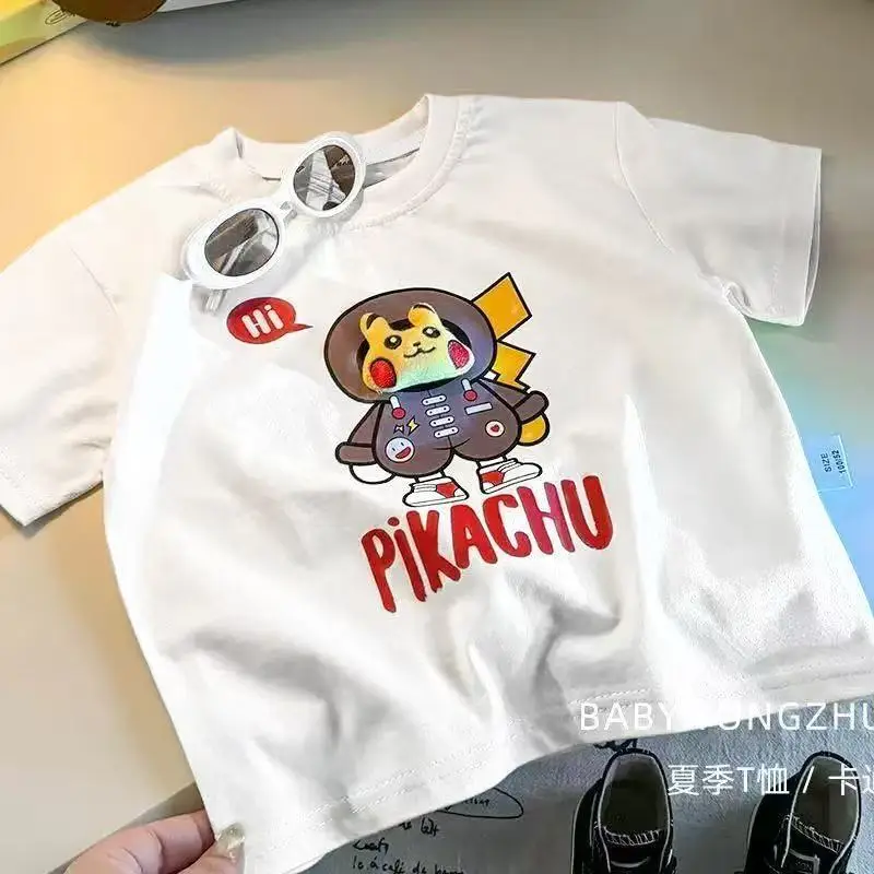 Pure Cotton Pikachu Cartoon T-Shirt for Boys - Image 5