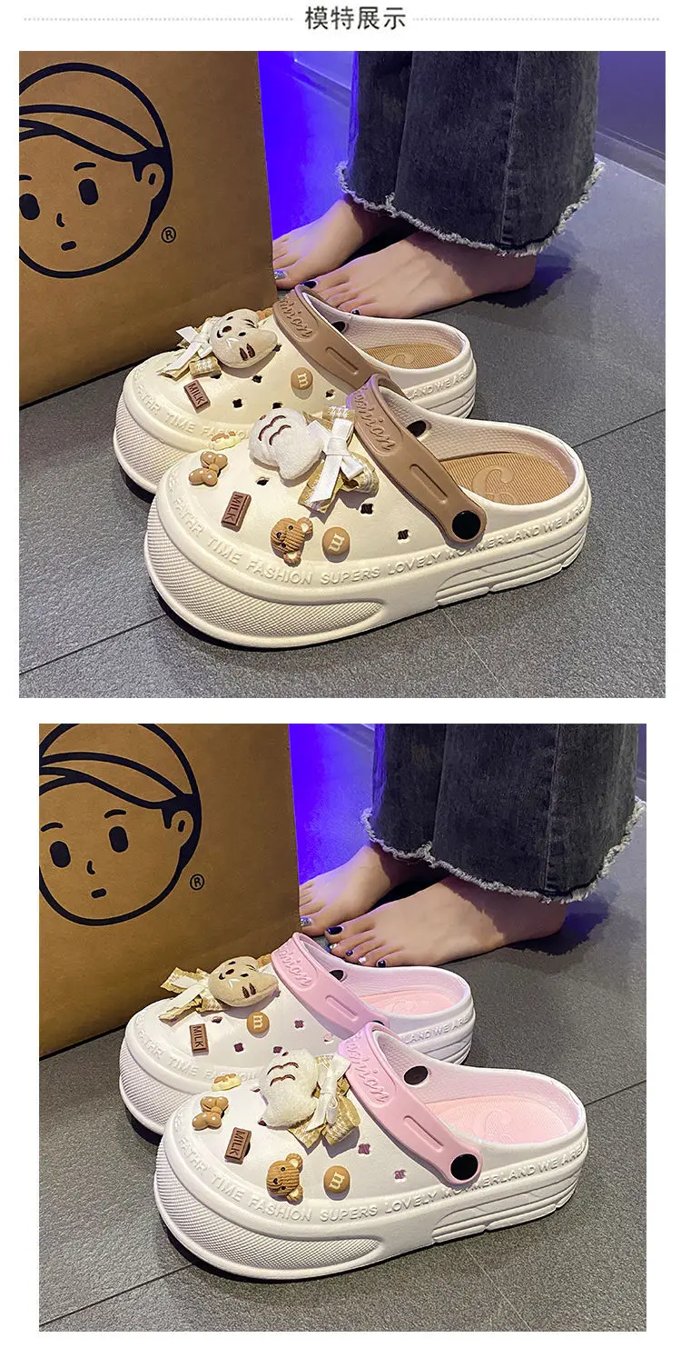 Women's Clogs 2025 Non-Slip Half-Slip Sandals Thick-Soled Closed-Toe Anti-Collision Cute Slippers Women's Ballet Clogs — feature 10