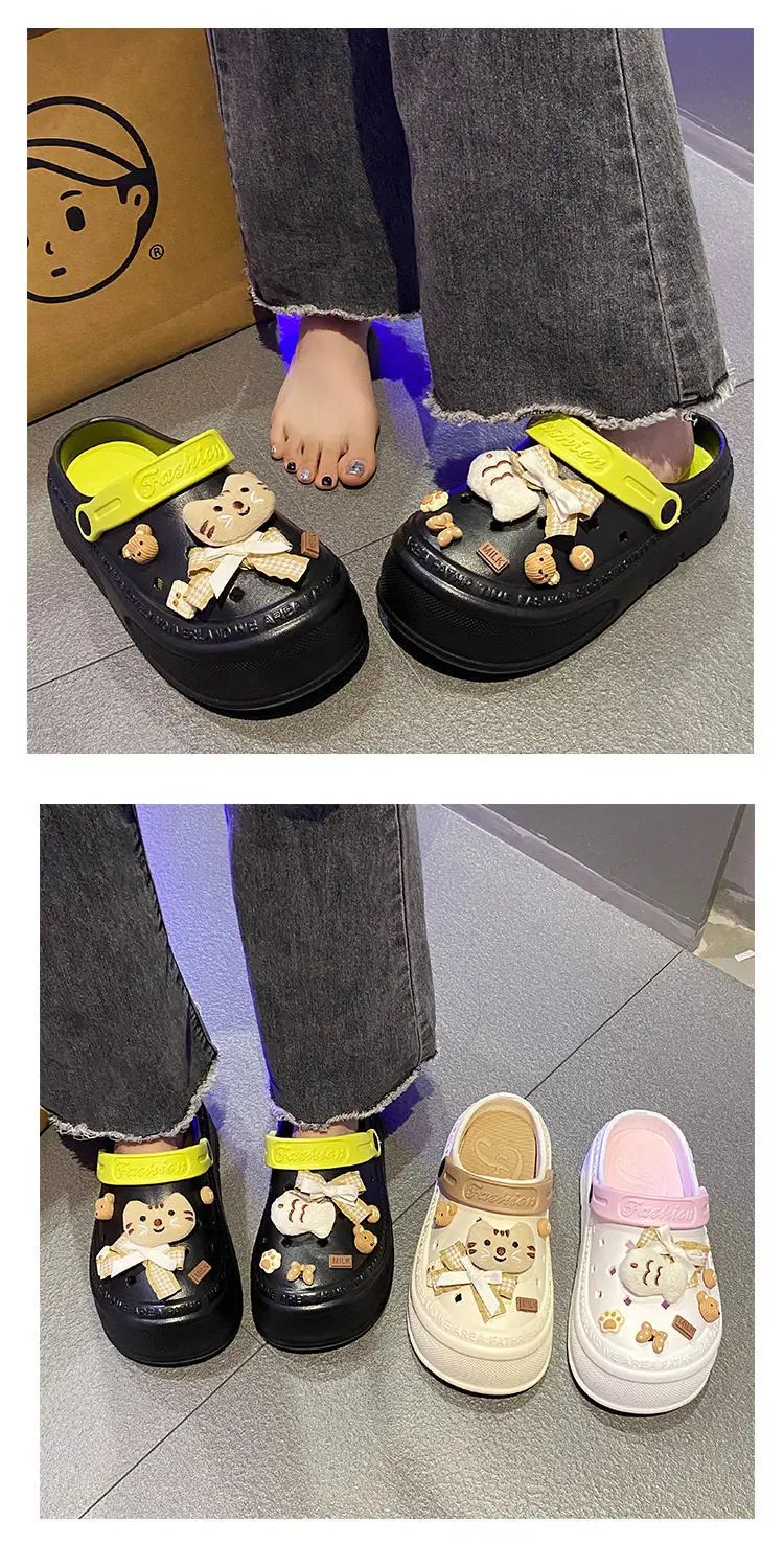 Women's Clogs 2025 Non-Slip Half-Slip Sandals Thick-Soled Closed-Toe Anti-Collision Cute Slippers Women's Ballet Clogs — feature 16