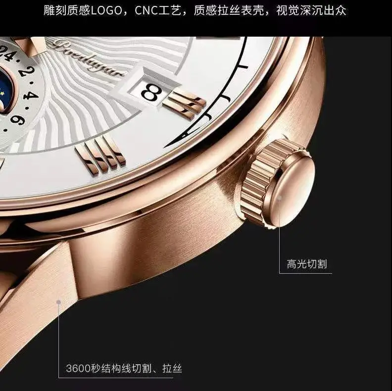 Men's Quartz Watch with Mechanical Dial & Leather Strap - Image 8