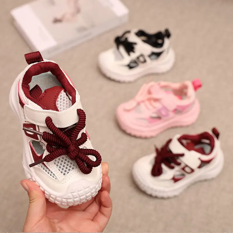 2025 Summer Hollow Breathable Kids Sandals White Red 1-6Yrs — feature 10