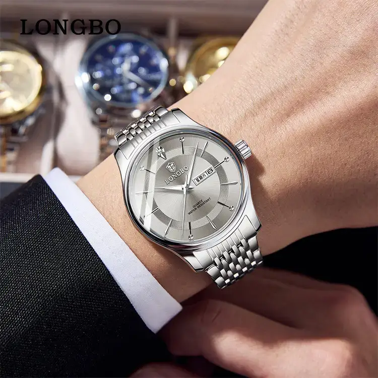 Longbo Men's Gold Silver Wristwatch with Date Display - Image 9