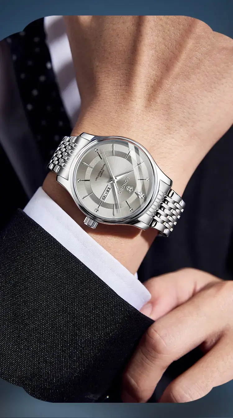 Longbo Men's Gold Silver Wristwatch with Date Display — feature 3