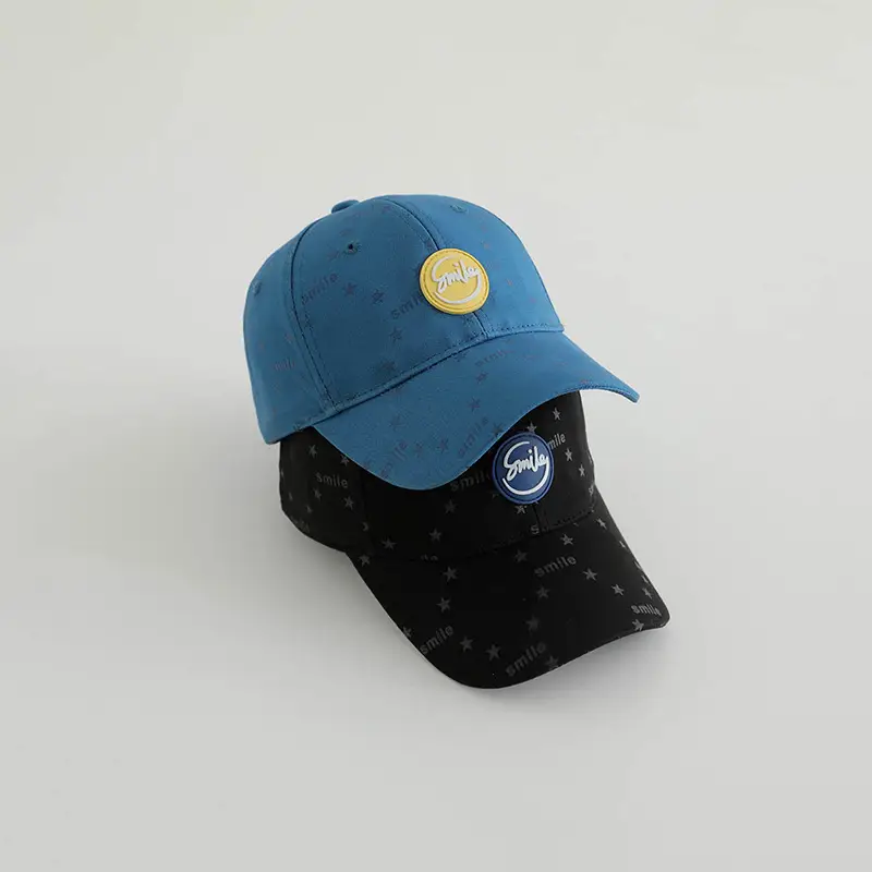 Kids Round Letter Cap Sunscreen Blue Green Star Print — feature 6