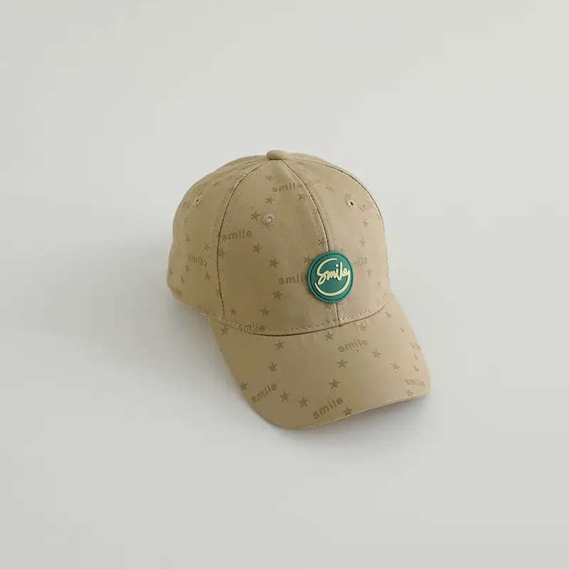 Kids Round Letter Cap Sunscreen Blue Green Star Print - Image 4