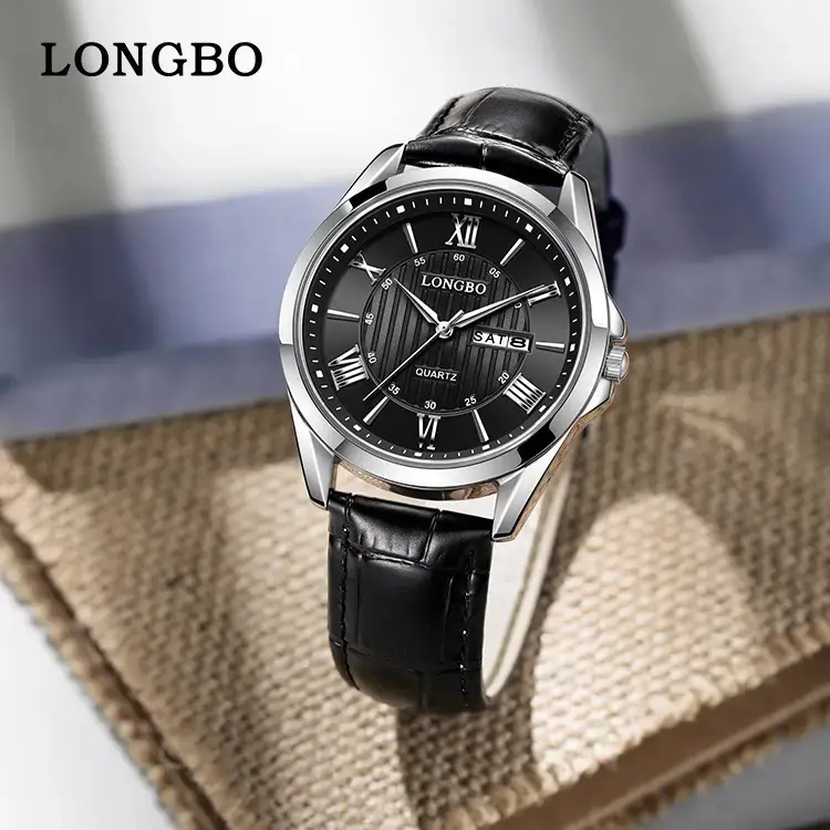 Longbo Men's Black Roman Dial Quartz Wristwatch - Image 8