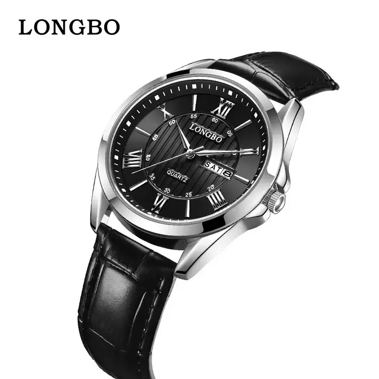 Longbo Men's Black Roman Dial Quartz Wristwatch - Image 9