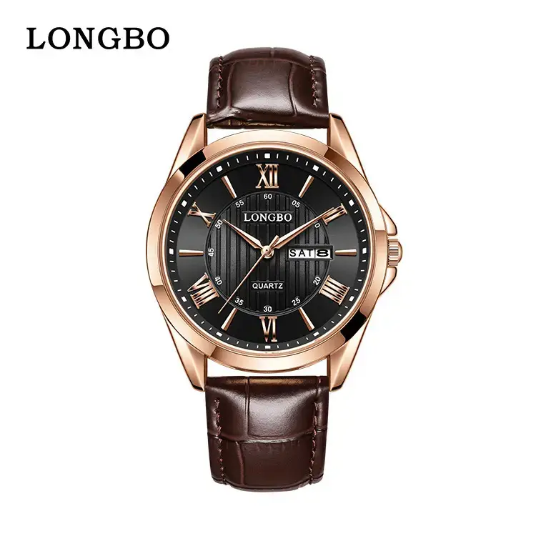 Longbo Men's Black Roman Dial Quartz Wristwatch - Image 3