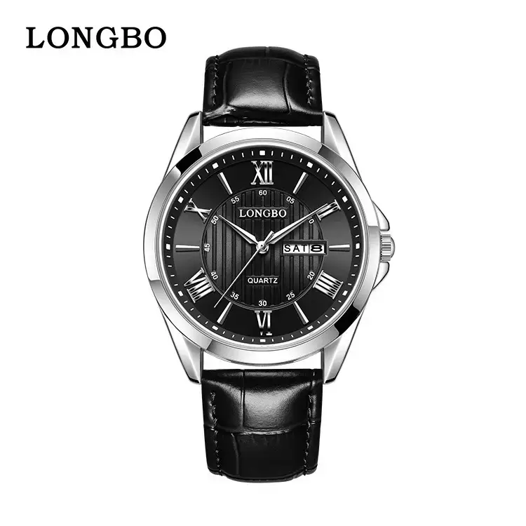 Longbo Men's Black Roman Dial Quartz Wristwatch - Image 5