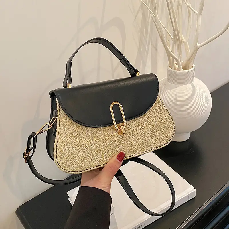 Women's Straw Weaving Handbag Set with One Shoulder Crossbody - Image 5