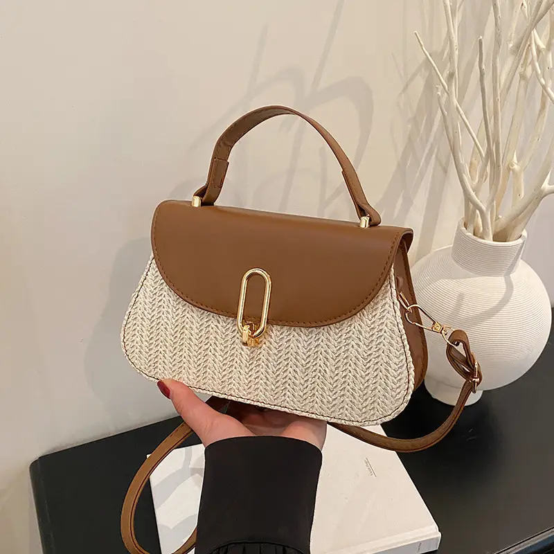 Women's Straw Weaving Handbag Set with One Shoulder Crossbody - Image 6