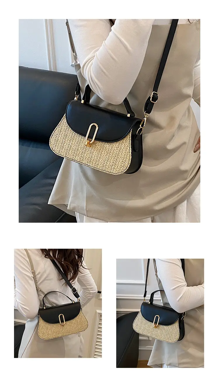 Women's Straw Weaving Handbag Set with One Shoulder Crossbody — feature 10