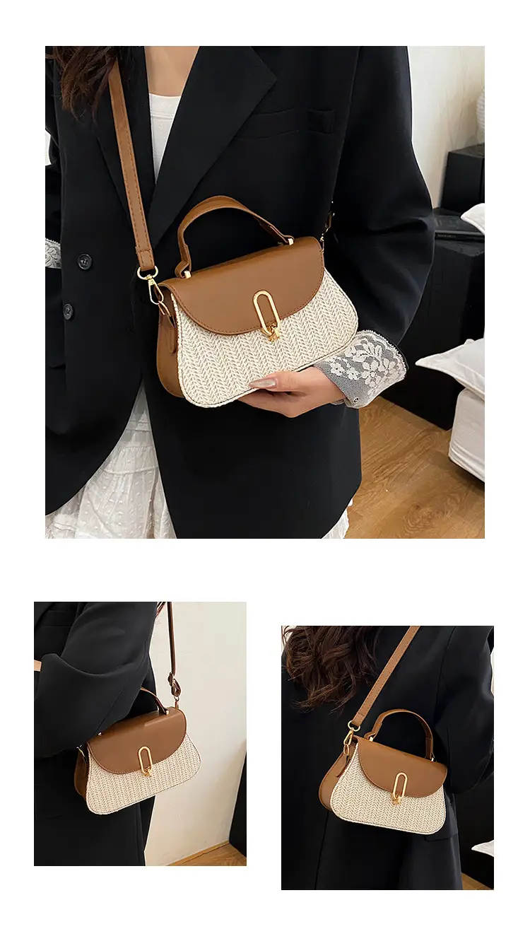 Women's Straw Weaving Handbag Set with One Shoulder Crossbody — feature 8
