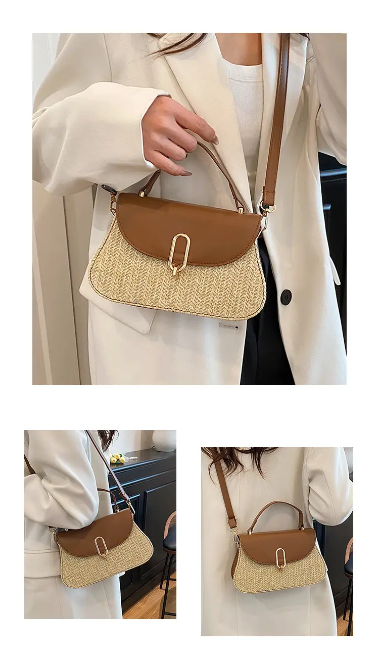 Women's Straw Weaving Handbag Set with One Shoulder Crossbody — feature 9