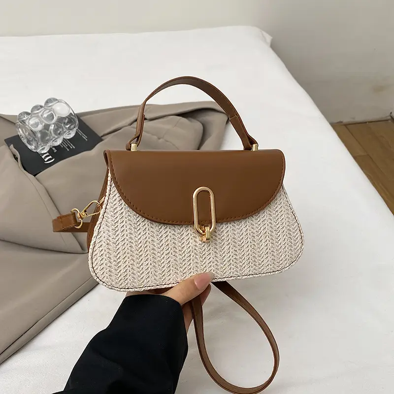 Women's Straw Weaving Handbag Set with One Shoulder Crossbody - Image 2