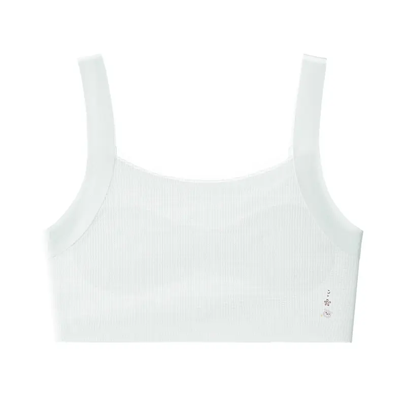 Silk Cotton Molded Cup Girls' Underwear for Elementary School Students, Summer Thin Cool Sensation Teenage Bra, Developmental Children's Vest