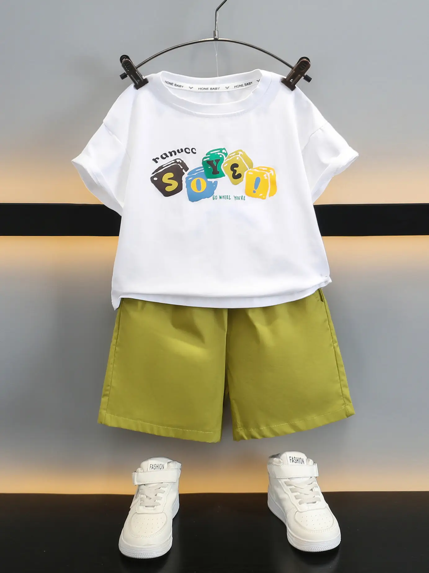 7358 Boys Summer Outfit 2026 Printed T-Shirt Two-Piece Set - Image 3