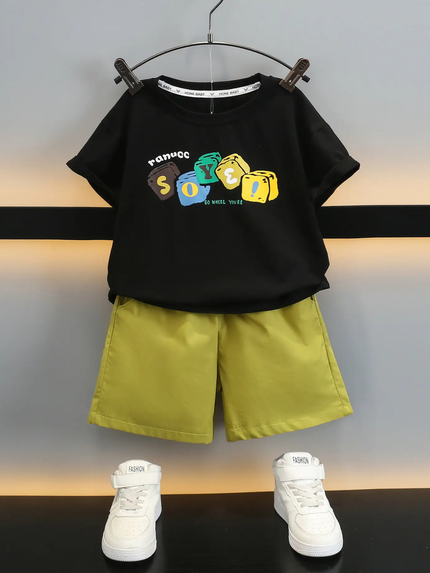 7358 Boys Summer Outfit 2026 Printed T-Shirt Two-Piece Set - Image 4