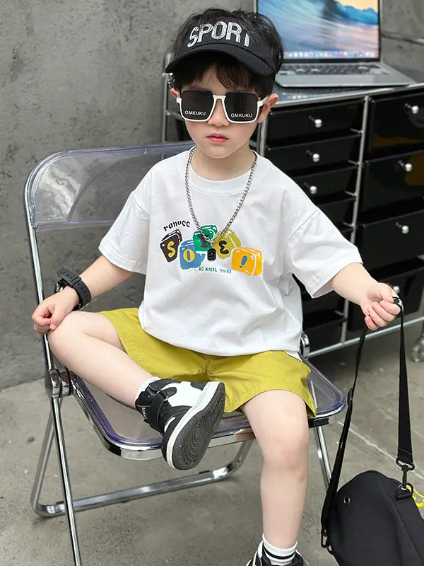 7358 Boys Summer Outfit 2026 Printed T-Shirt Two-Piece Set - Image 5