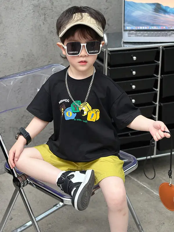 7358 Boys Summer Outfit 2026 Printed T-Shirt Two-Piece Set - Image 6