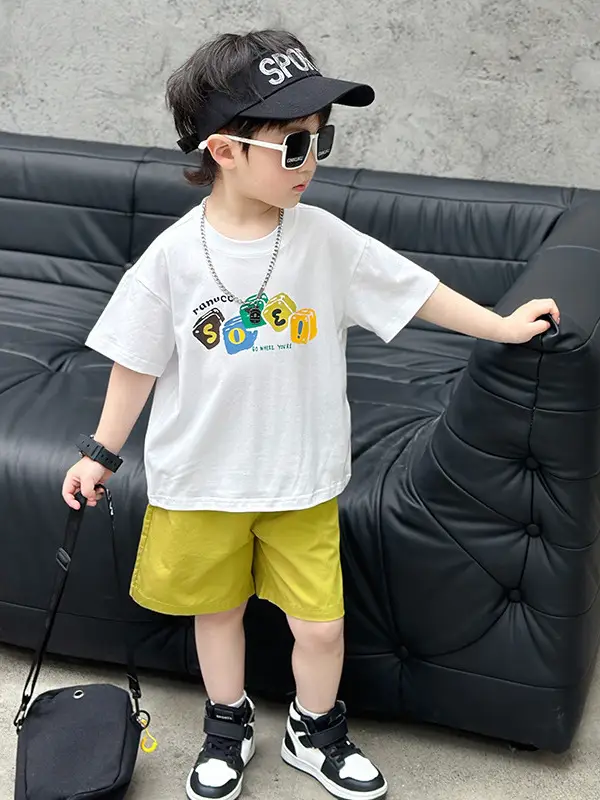 7358 Boys Summer Outfit 2026 Printed T-Shirt Two-Piece Set - Image 7