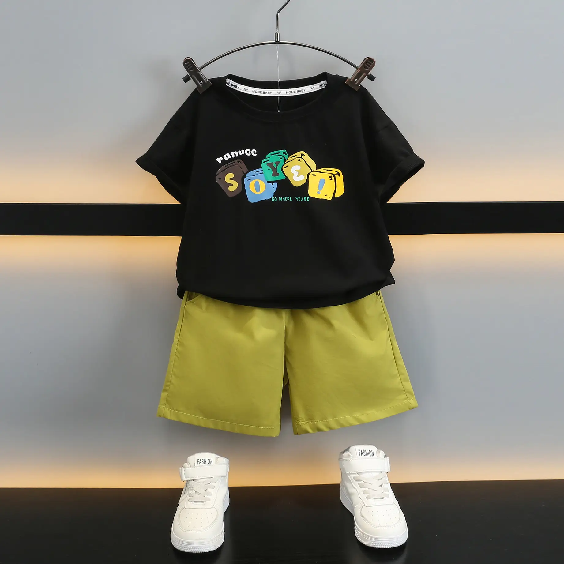 7358 Boys Summer Outfit 2026 Printed T-Shirt Two-Piece Set - Image 2
