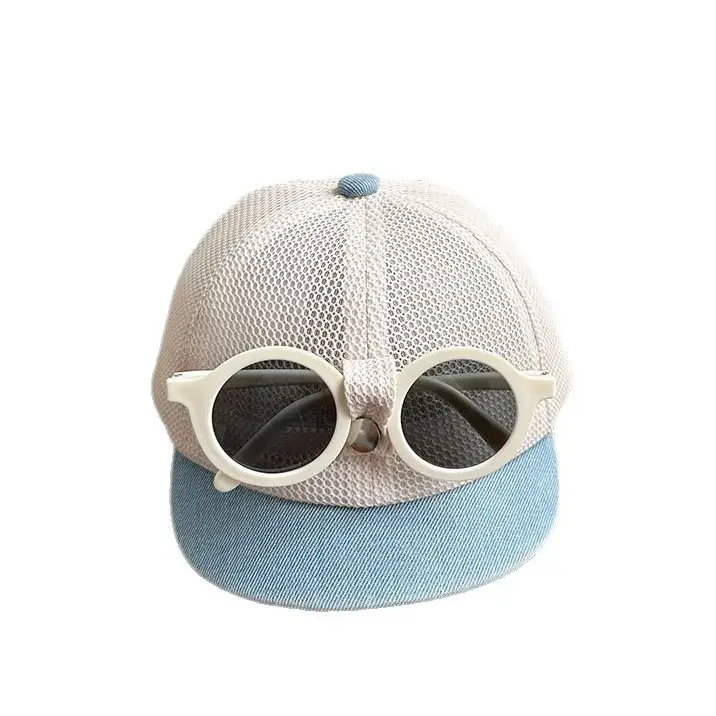 Summer White Mesh Sunhat with Sunglasses for Boys Girls - Image 8