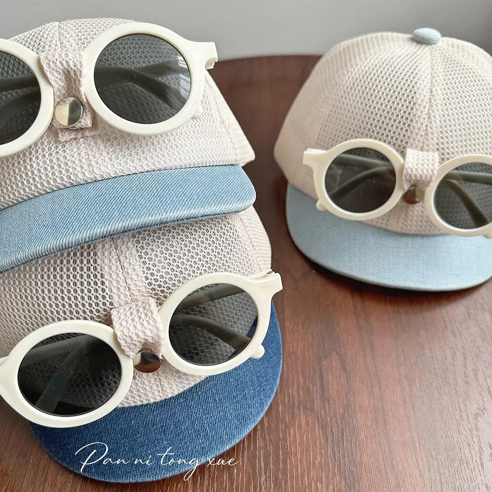 Summer White Mesh Sunhat with Sunglasses for Boys Girls — feature 28