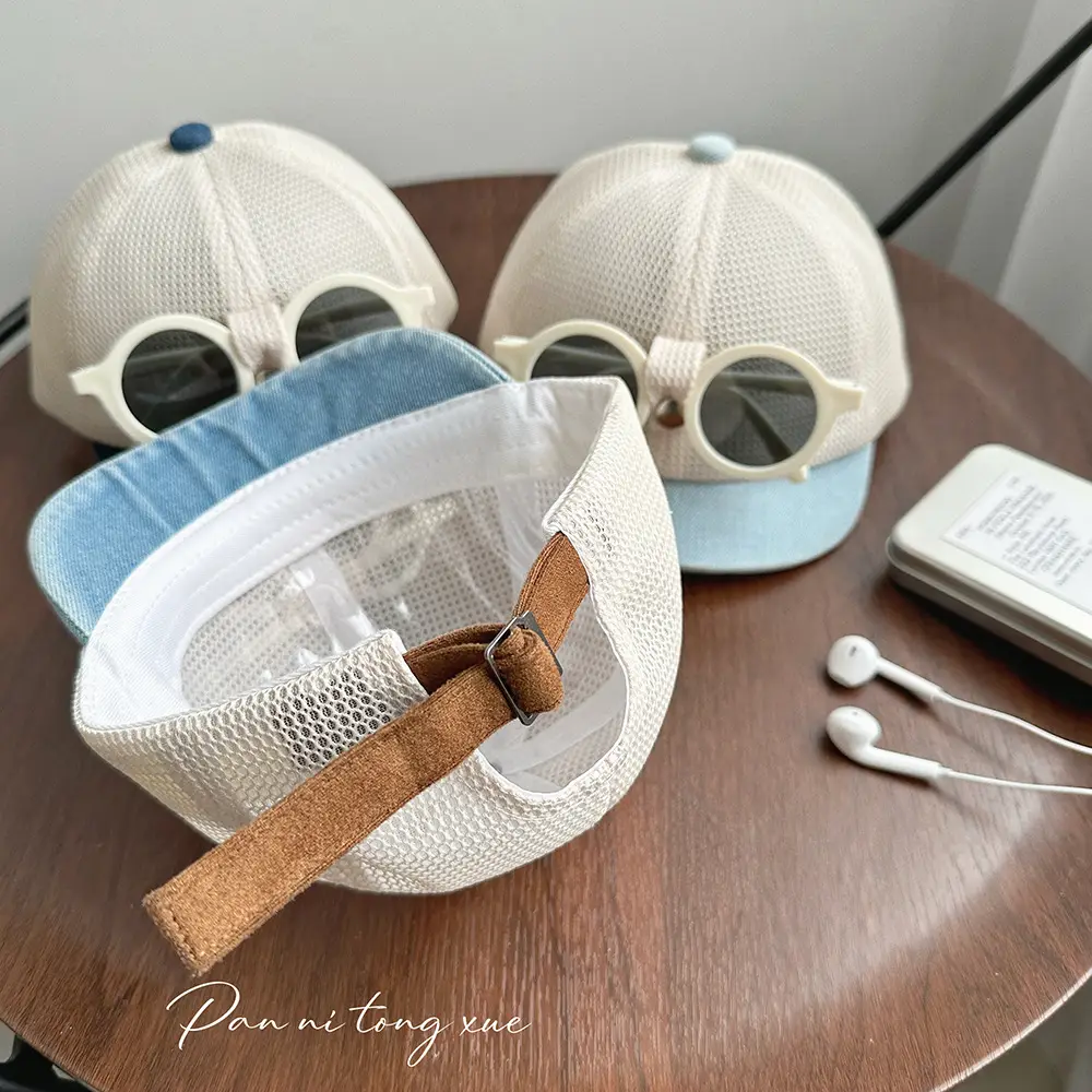 Summer White Mesh Sunhat with Sunglasses for Boys Girls — feature 29