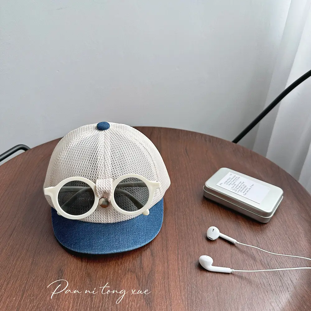 Summer White Mesh Sunhat with Sunglasses for Boys Girls - Image 2