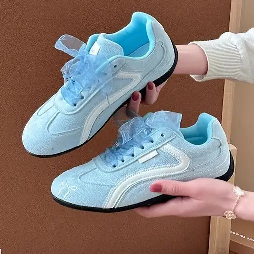 Women's Light Blue Retro Flat Sports Shoes 2025 Spring