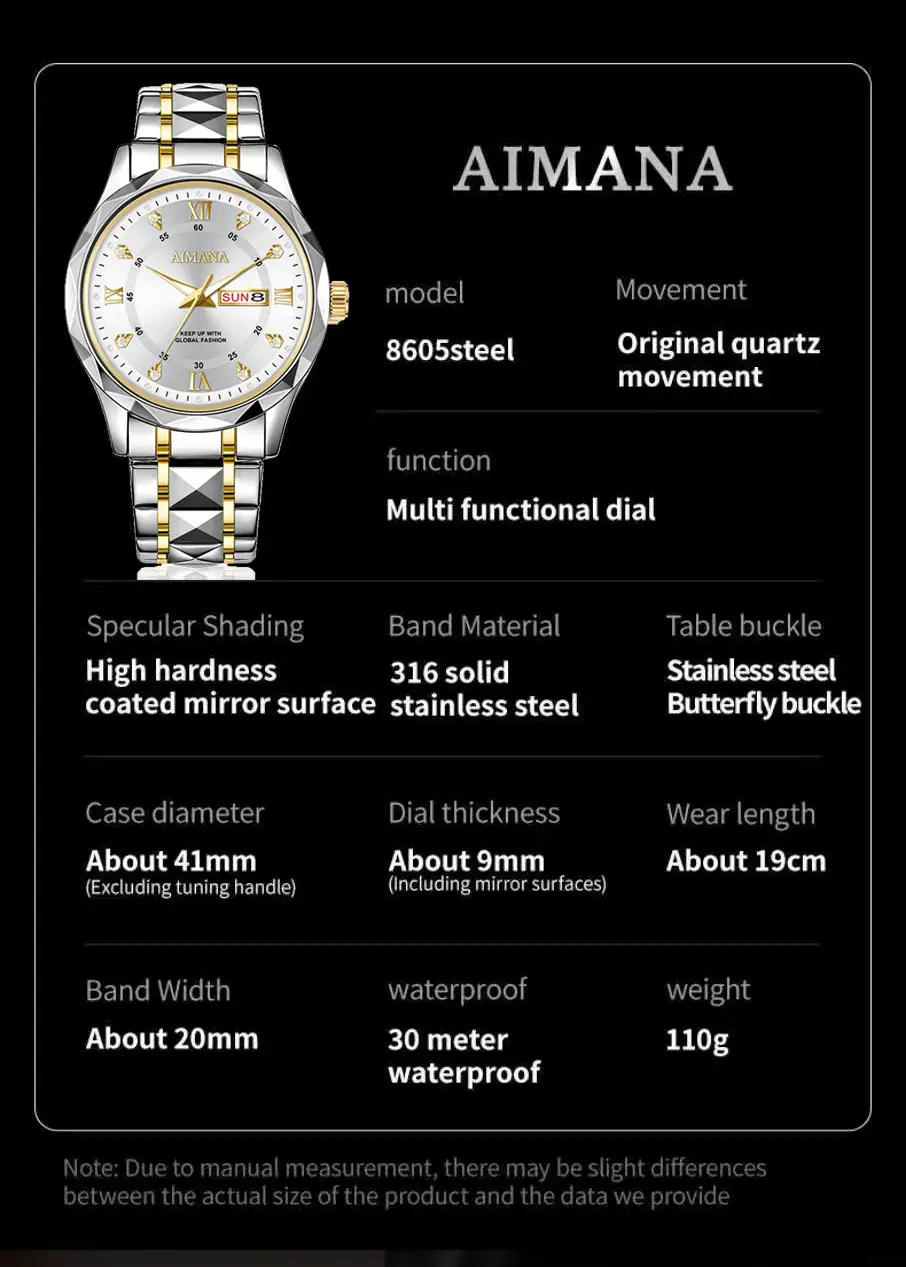 Men's Luminous Quartz Watch with Gold Strap — feature 10