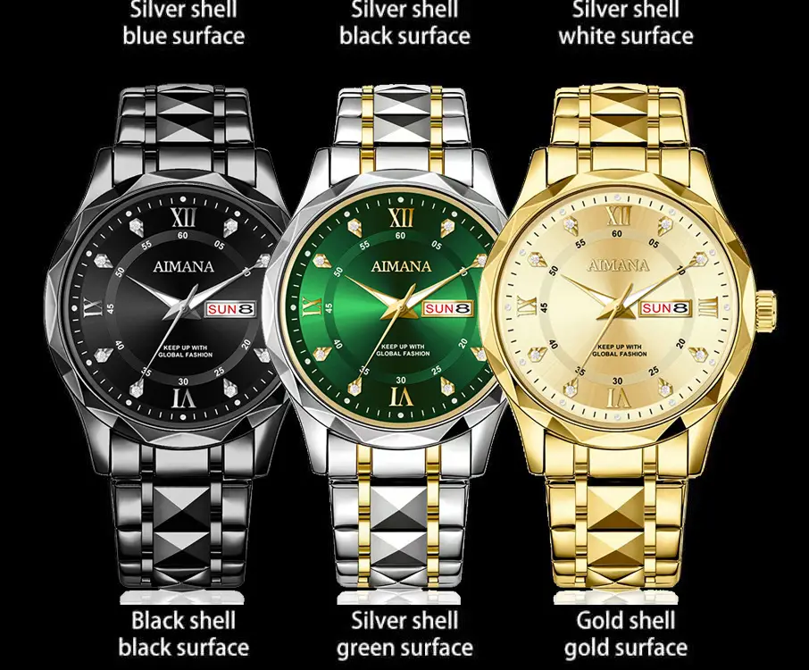 Men's Luminous Quartz Watch with Gold Strap — feature 9