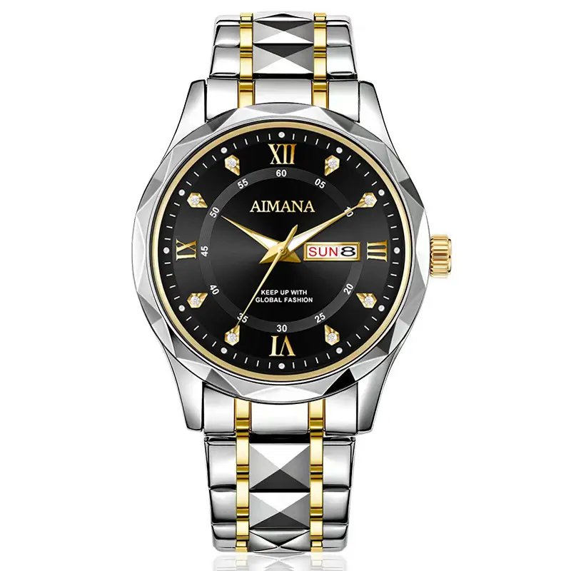 Men's Luminous Quartz Watch with Gold Strap - Image 6