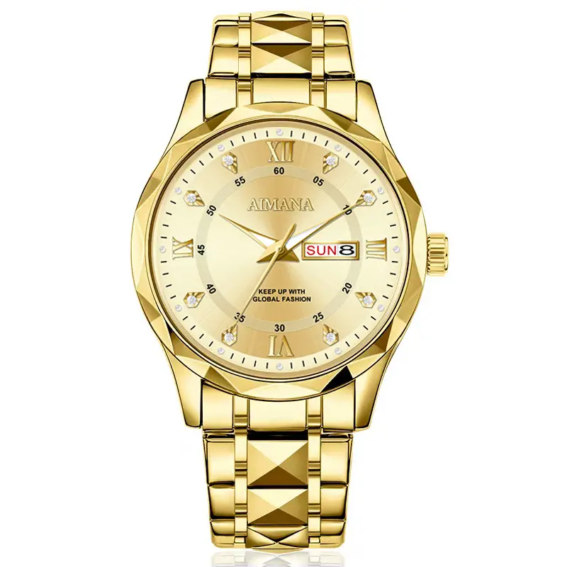 Men's Luminous Quartz Watch with Gold Strap - Image 9