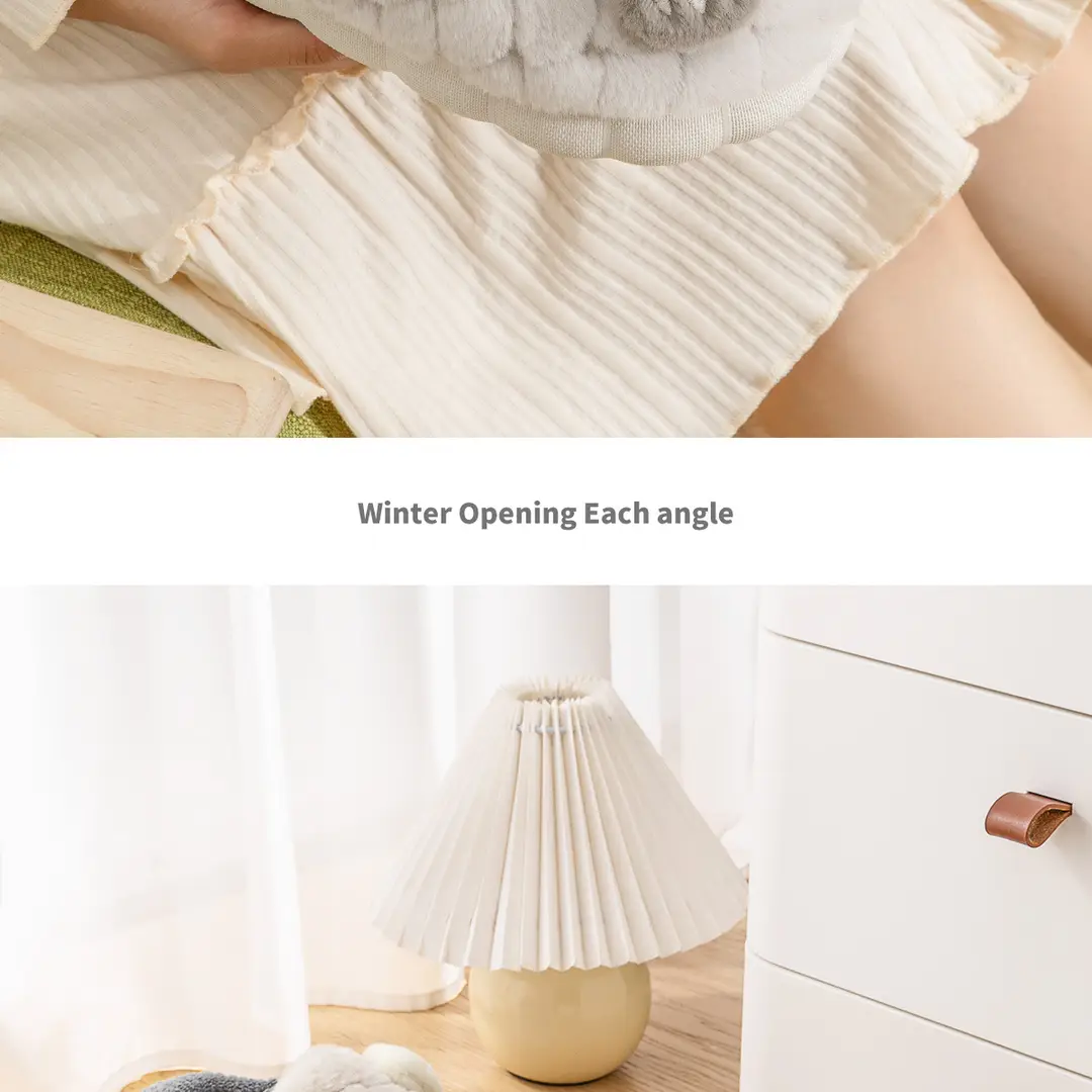 Customized Bag-Heeled Cotton Shoes for Men, Winter Indoor Home, Non-Slip and Warm, Couples Home Use, Soft-Soled Cartoon Winter Fur Slippers for Women — feature 23