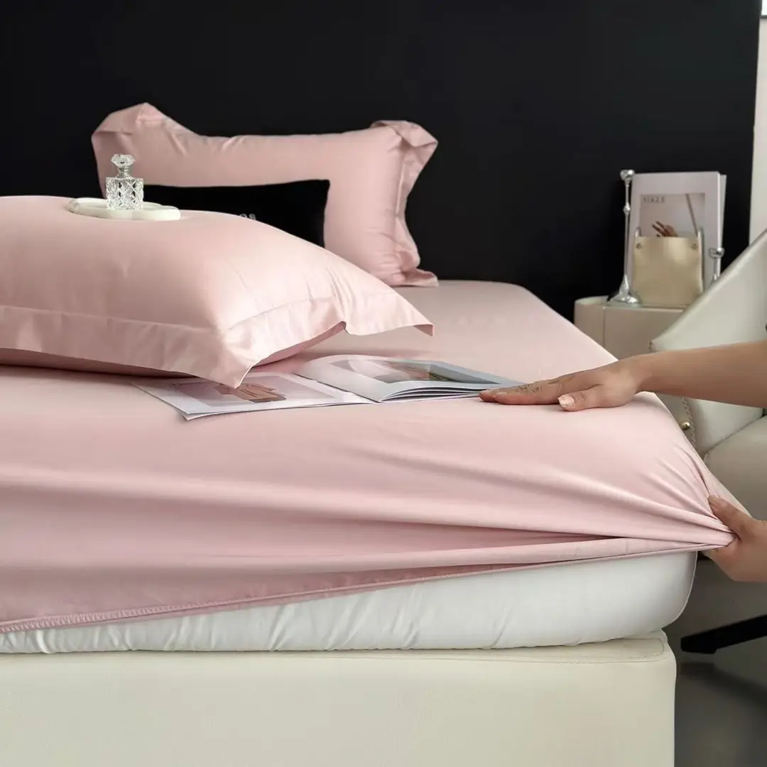 Solid Color 60S Lyocell Tencel Silky Bed Cover, Full Surround Mattress Protector, Cooling Dustproof Cover