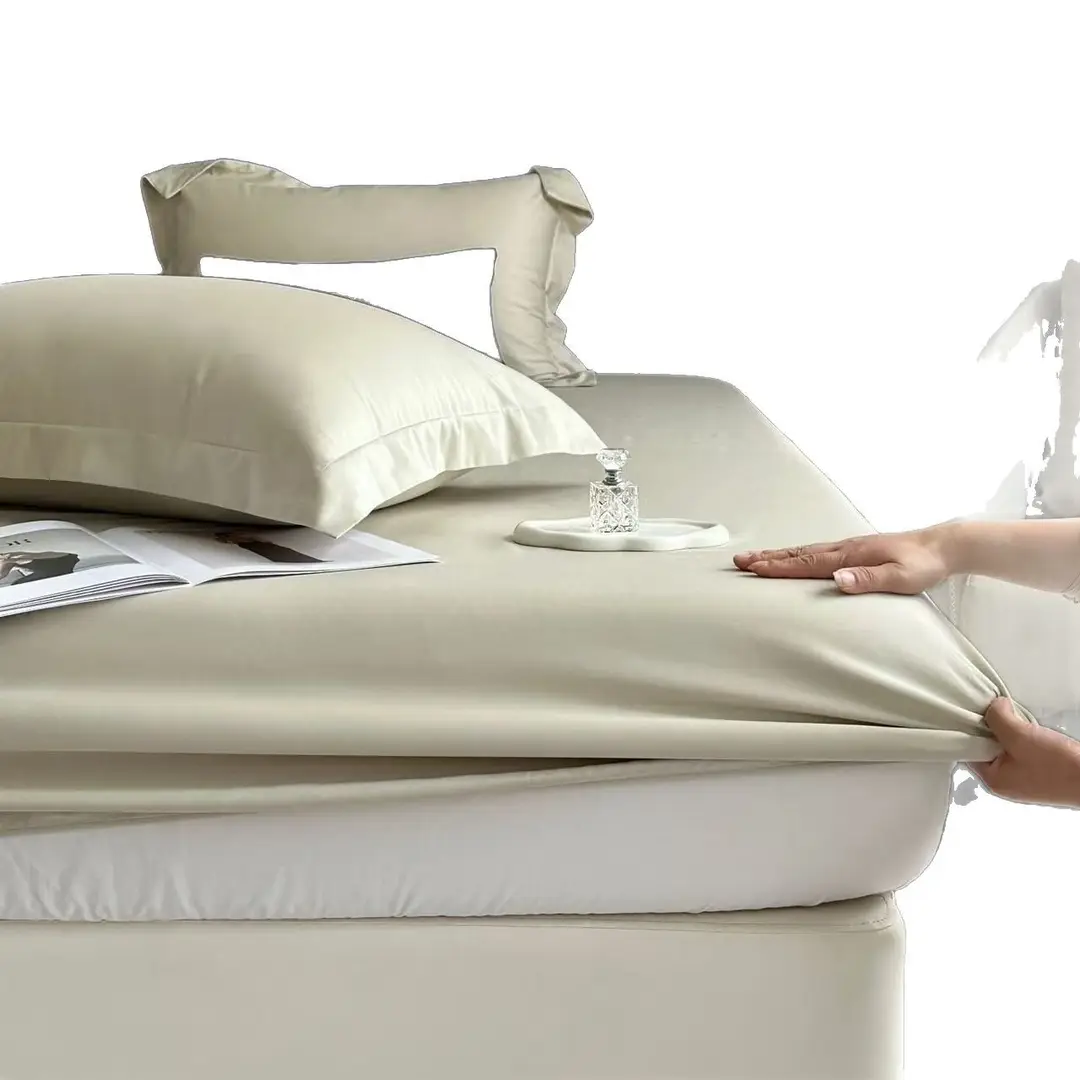 Solid Color 60S Lyocell Tencel Silky Bed Cover, Full Surround Mattress Protector, Cooling Dustproof Cover