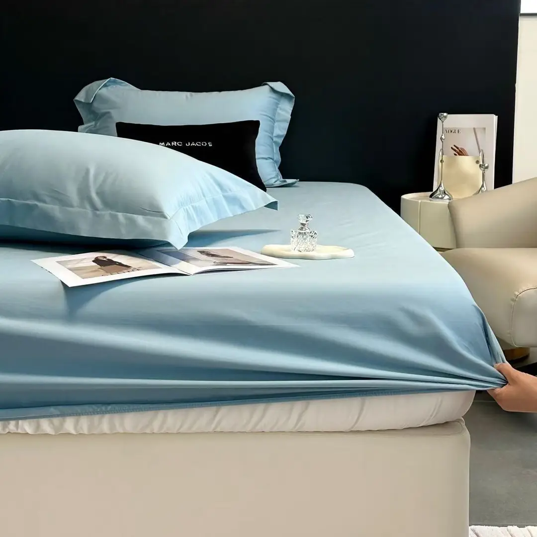 Solid Color 60S Lyocell Tencel Silky Bed Cover, Full Surround Mattress Protector, Cooling Dustproof Cover