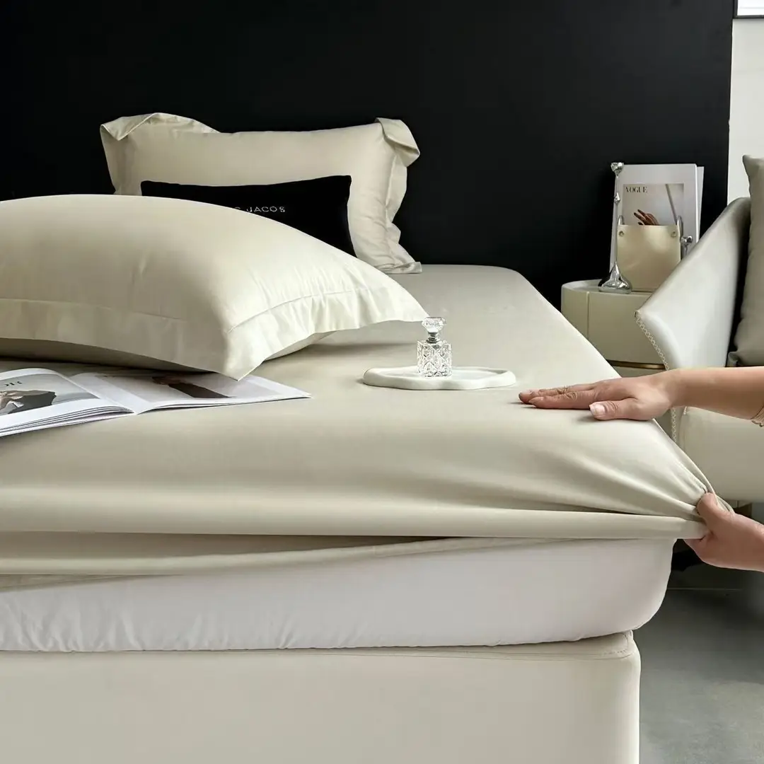 Solid Color 60S Lyocell Tencel Silky Bed Cover, Full Surround Mattress Protector, Cooling Dustproof Cover