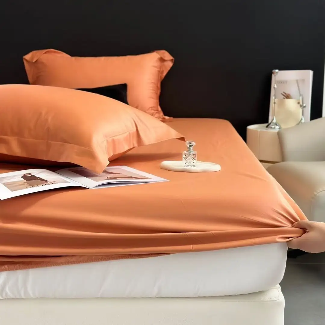 Solid Color 60S Lyocell Tencel Silky Bed Cover, Full Surround Mattress Protector, Cooling Dustproof Cover