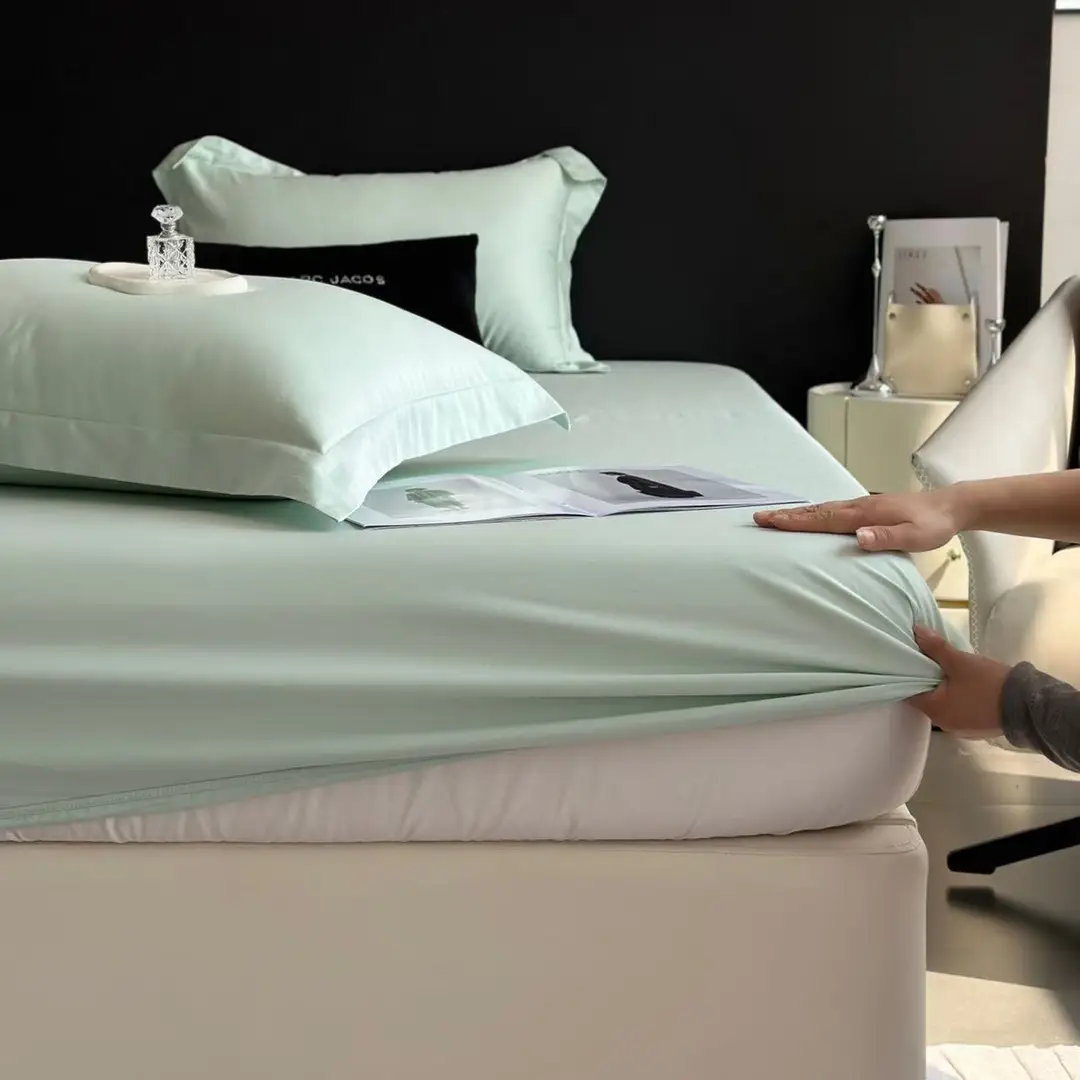 Solid Color 60S Lyocell Tencel Silky Bed Cover, Full Surround Mattress Protector, Cooling Dustproof Cover
