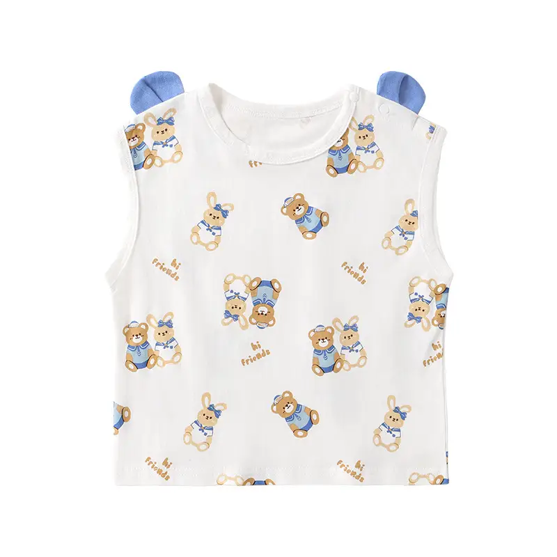 Kaka Panda Girls Sleeveless T-Shirt White Bear Print - Image 6