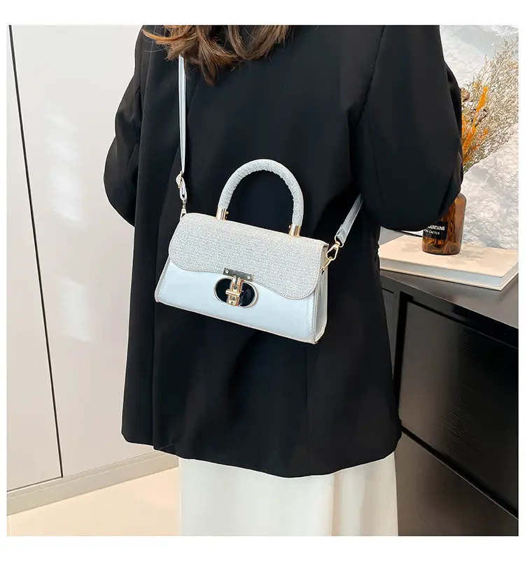 Women's White Retro Crossbody Bag with Gold Clasp — feature 21