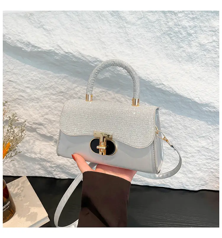 Women's White Retro Crossbody Bag with Gold Clasp — feature 24