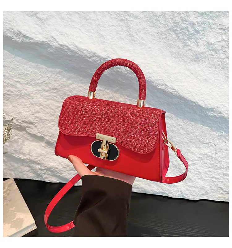 Women's White Retro Crossbody Bag with Gold Clasp — feature 25