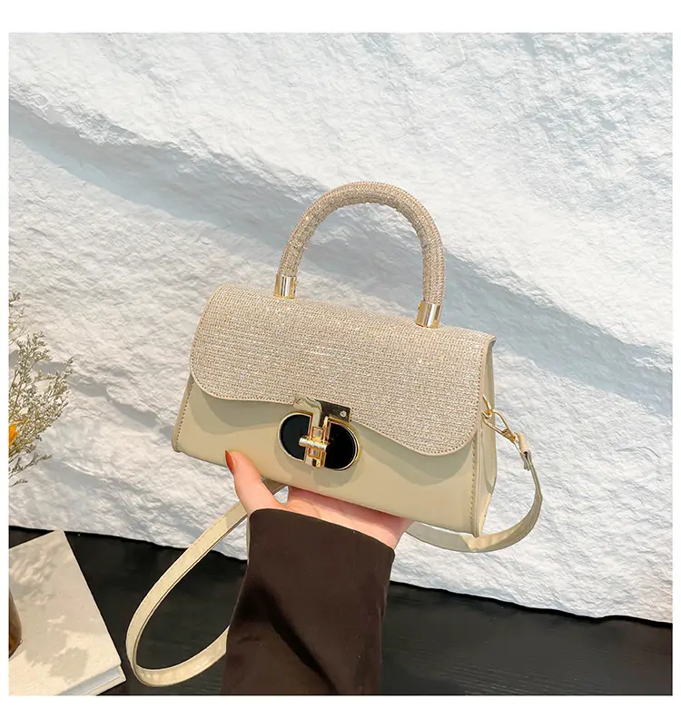Women's White Retro Crossbody Bag with Gold Clasp — feature 26