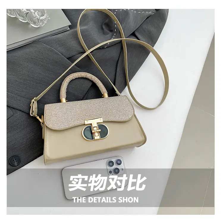 Women's White Retro Crossbody Bag with Gold Clasp — feature 5